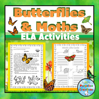 Preview of Butterflies and Moths ELA Activities Set