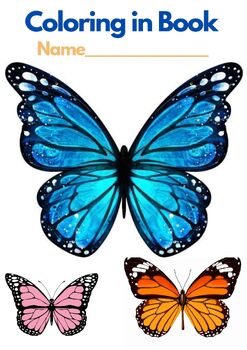 Preview of BUTTERFLIES, BUTTERFLY Coloring in Book (50 pages) PDF Printable Book