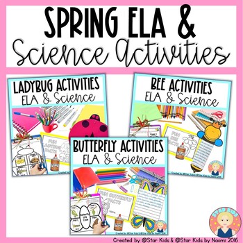 Preview of Spring ELA and Science Activities Bundle | Butterfly | Ladybug | Bee
