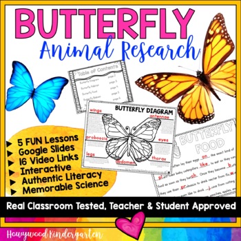Preview of BUTTERFLY Animal Research for Spring / Summer Activities : Science, Writing, Lit