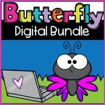 Preview of BUTTERFLY DIGITAL BUNDLE. 4 PRODUCTS! Life Cycle, Math, ELA, Reading & Writing