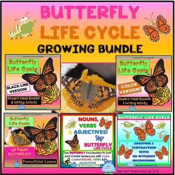 Preview of Summer BUTTERFLY Life Cycle GROWING BUNDLE Literacy  Math & Science Activities