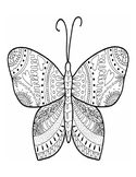 BUTTERFLY ZENTANGLE COLORING PAGE ACTIVITIES, MINDFULNESS 
