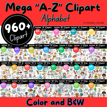 Preview of BUY "A-Z" Clipart Mega Bundle: TPT Seller Kit (Personal & Commercial Use)