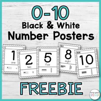 Preview of Black and White Number Posters 1-10 Freebie