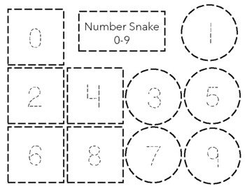 Preview of BW Number Snake with Traceable Numbers & Cutting Lines