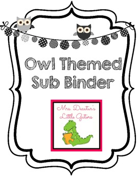 Preview of B&W Owl Themed Editable Substitute Binder