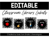 B/W Polka Dot Classroom Library Labels (EDITABLE!)