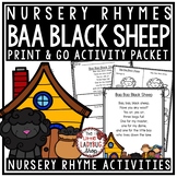 Baa Baa Black Sheep Nursery Rhyme Activities for Kindergar