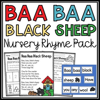 Preview of Baa Baa Black Sheep Nursery Rhyme Activities | Literacy Center | Nursery Rhymes