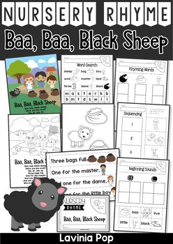 for teachers free printables kindergarten Baa, Black and Nursery Rhyme Sheep Worksheets Baa,