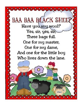 Preview of Baa, Baa, Black Sheep Poem and Little Book