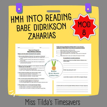 Preview of Babe Didrikson Zaharias - Grade 6 HMH into Reading