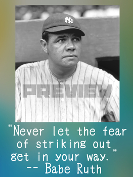 Babe Ruth Quote Growth Mindset Poster by Social Studies Teacher Heaven