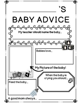 Preview of Baby Advice Class Book Student Pages