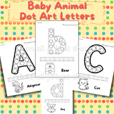 Baby Animal Alphabet Dot Art, Tracing Letters, Handwriting