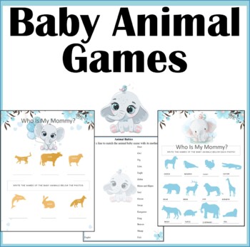 Baby Animal Matching Game- Babies and Mothers Printable Worksheets