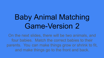 Preview of Baby Animal Matching Game-Version 2
