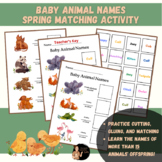 Animals and their Babies - Animal Names Matching Cut & Pas