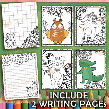 Baby Animals Coloring Book & Writing Paper Classroom Bulletin Board Ideas