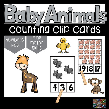 Preview of Baby Animals Count and Clip Number Cards