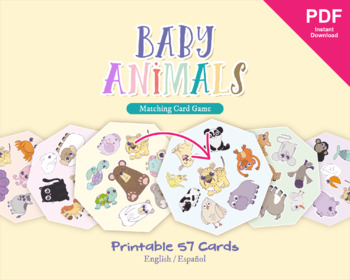 Preview of Baby Animals Sight Picture Matching Card Game like Dobble for kids and Toddlers