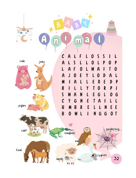 Preview of Baby Animals - Word Search Puzzles
