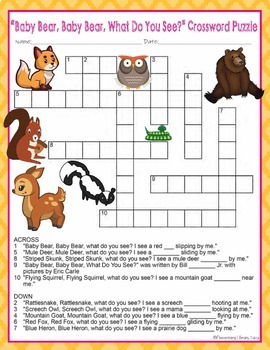 Baby Bear Baby Bear Activities Bill Martin Jr Crossword Puzzle Word