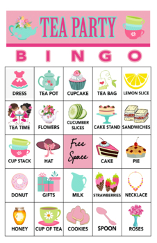 Preview of Tea Party Bingo Game, Digital Download, 30 cards