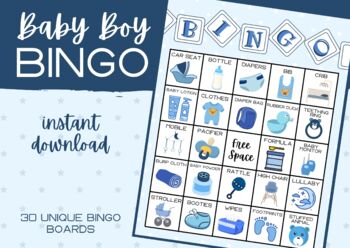 Preview of Baby Boy Bingo | Baby Bingo | Baby Shower Bingo | See Product