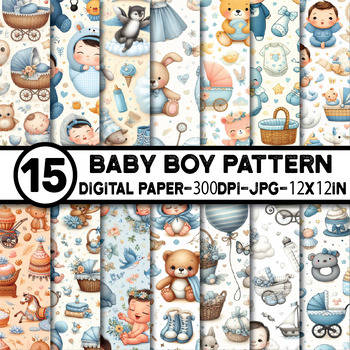 Preview of Baby Boy Seamless Digital Paper