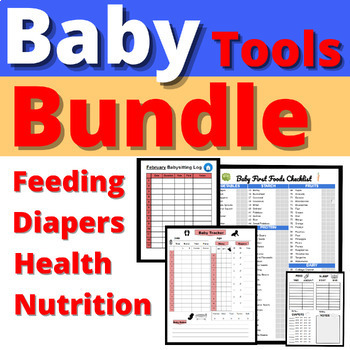 Preview of Baby Bundle Resources Pregnancy Diaper Log Tracker Planner Schedule