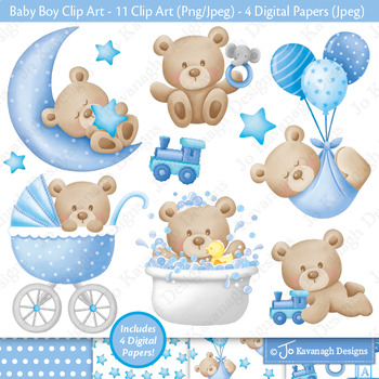 Teddy Bear Clipart, Cute Bear PNG, Baby Shower Girl, Digital