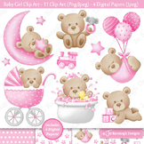 Baby Girl Clipart Bundle , Baby Girl Graphics, New Baby, B