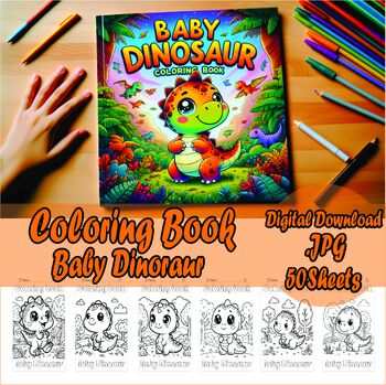 Preview of Baby Dinosaur Coloring Book,Coloring Book for kid 3-5