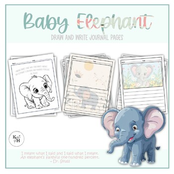 Preview of Baby Elephant Primary Journal Writing pages | Blank Draw and Write Pages