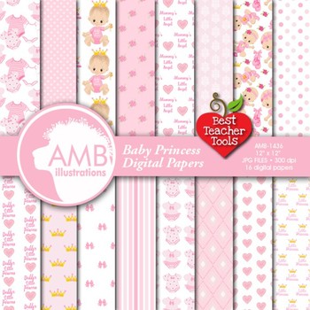 Baby theme girl baby book theme Pink baby bears scrapbook single sheet instant download printable 12 x 12 Sheet 300DPI
