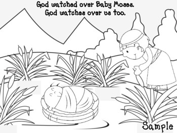 Preview of Baby Moses in the bulrushes craft- Bible Story craft and coloring activity
