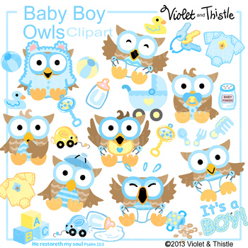 baby boy shower owl clipart