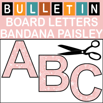 Preview of Baby Pink Bandana Paisley Bulletin Board Letters Classroom Decor (A-Z a-z 0-9)