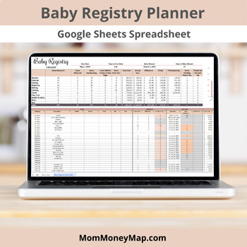 Preview of Baby Registry Google Sheets Spreadsheet