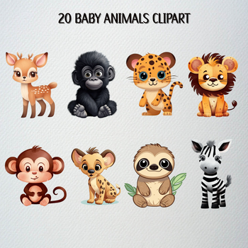 cartoon baby jungle animals clipart