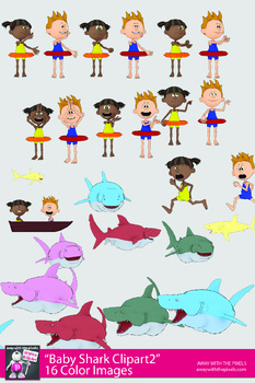 Baby Shark Dance Clipart for Teachers - Kids and Shark ...