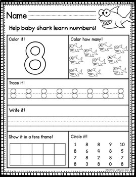 baby shark preschool letters and numbers bundle by first tries and