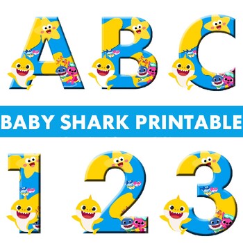 Preview of Baby Shark Printable Letters and Numbers – Instant  Download