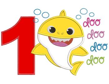 Baby Shark Doo Doo Doo Doo Birthday Number 1 Applique