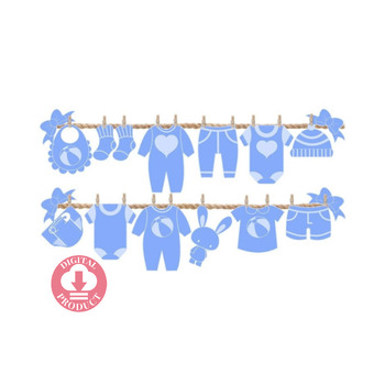 Preview of BABY SHOWER - BABY SHOWER FOR TEACHER - DECORATION - BOY - BLUE - CLOTHING LINE