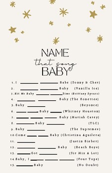Preview of Baby Shower Game - Name that Song Baby