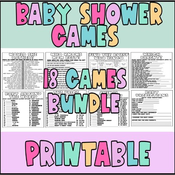 Preview of Baby Shower Games Bundle Printable Activities