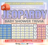 Baby Shower Jeopardy Trivia Game - with Scoring and 3 Colo